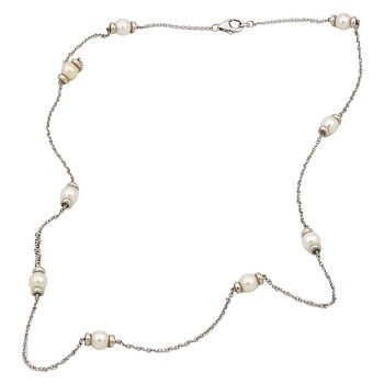 9ct white gold pearl trace Chain